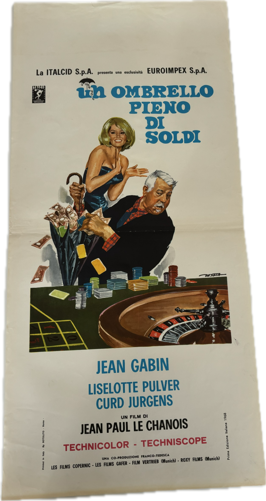 Locandina originale film UN OMBRELLO PIENO DI SOLDI (1966) - Regia di Jean-Paul Le Chanois