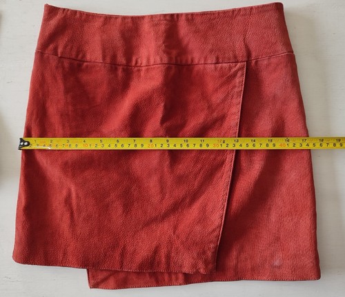 Wrap Over Mini Skirt Burnt Orange Leather Lined Small Size - Picture 9 of 14