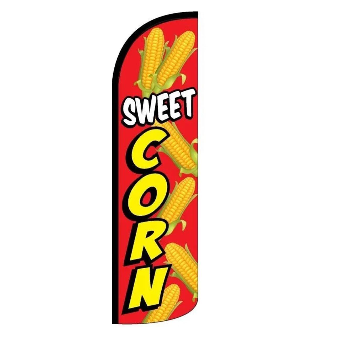 Bandera de plumas al por menor Sweet Corn Swooper Flutter sin viento | 3 pies de ancho x 11,5 pies de alto