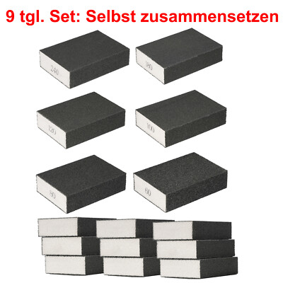 9 Stk. Schleifschwämme Set Grob Mittel Fein Schleifschwamm Schleif block