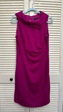 Tahari Women's Pink Sleeveless Ruched Sheath Dress Size 10