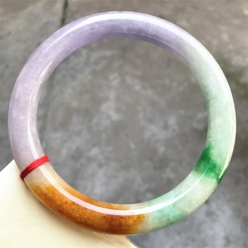 81MM Natural Icy Green Lavender Jadeite Jade Bracelet Burma Jadeite Big Bangle - 第 6/16 張圖片
