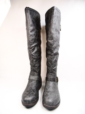 grey wide calf riding boots