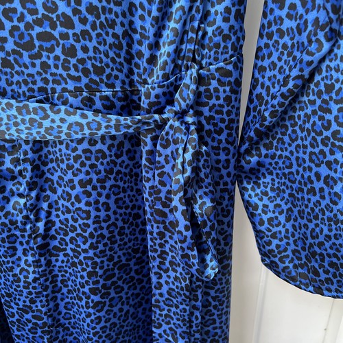 Dancing Leopard Dress Women's UK 12 Blue Black Long Sleeved Wrap Midi BNWT - Picture 13 of 15