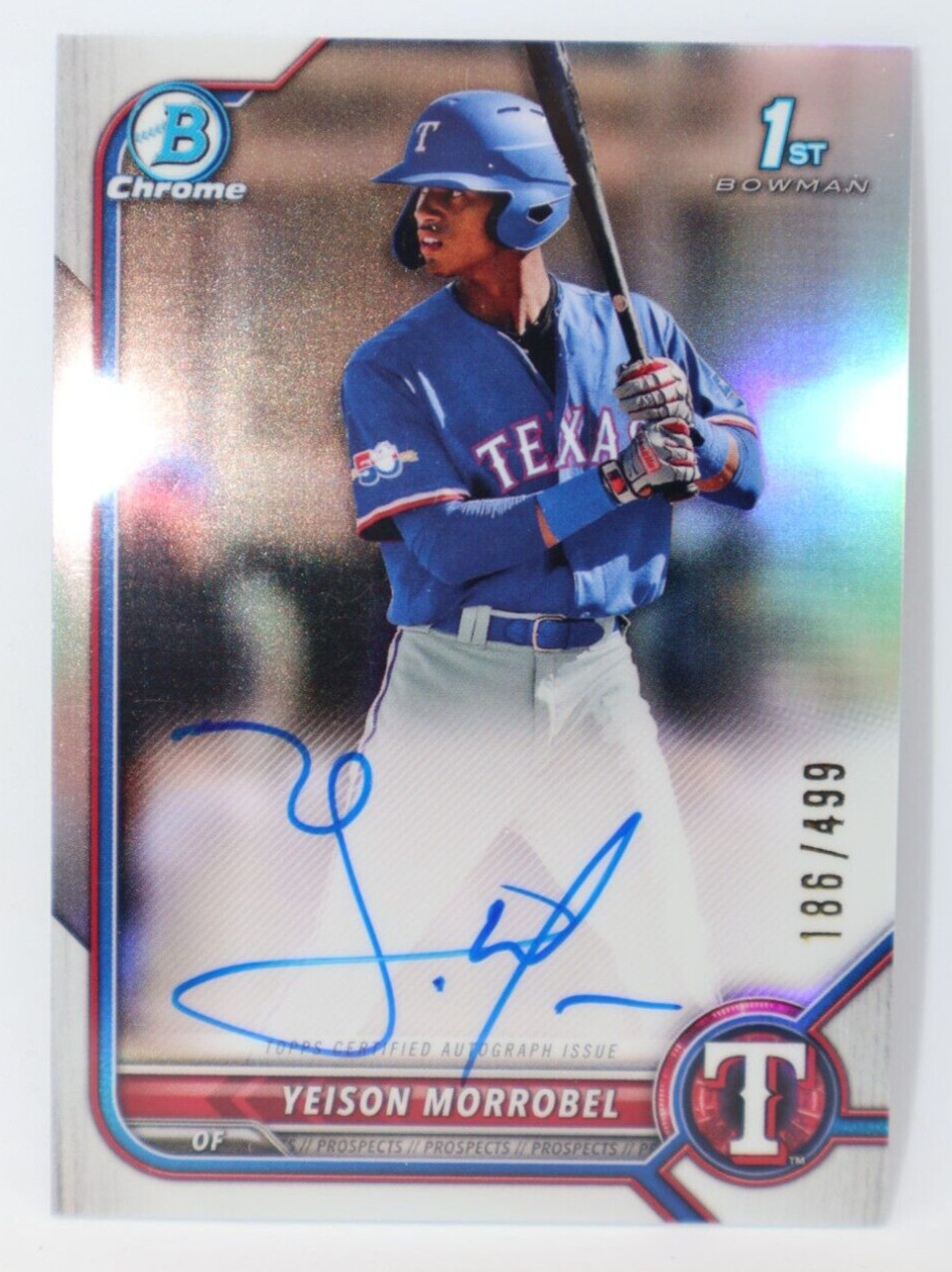 2022 Bowman Chrome Refractor 1st Auto /499 Texas Rangers - YEISON MORROBEL