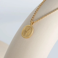 Luxury 18K Gold Plated Dainty Rope Link Chain Rose Square Pendant Necklace