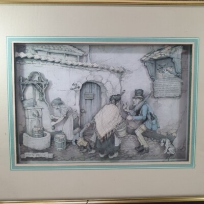 シャドーボックス　DS795　＃01300　ANTON PIECK Anton Pieck, after. The Old Print Shop. 3D Layered Shadowbox by