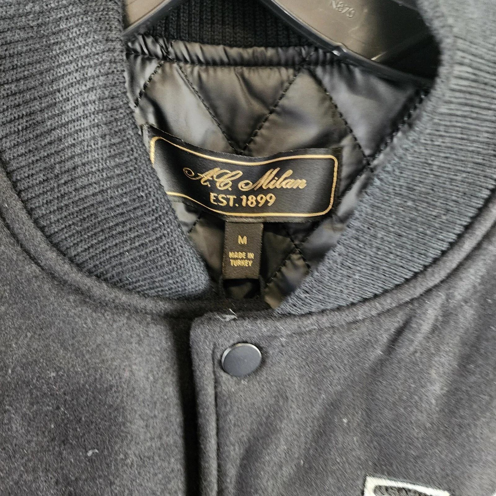 AC Milan Coach Jacket Men's M Black Full Front Button Closure With Side Pockets image 4