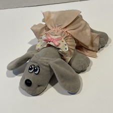 1985 Vintage Gray Pound Puppy Puppies W Clothes Dress Diaper NewBorns outfit