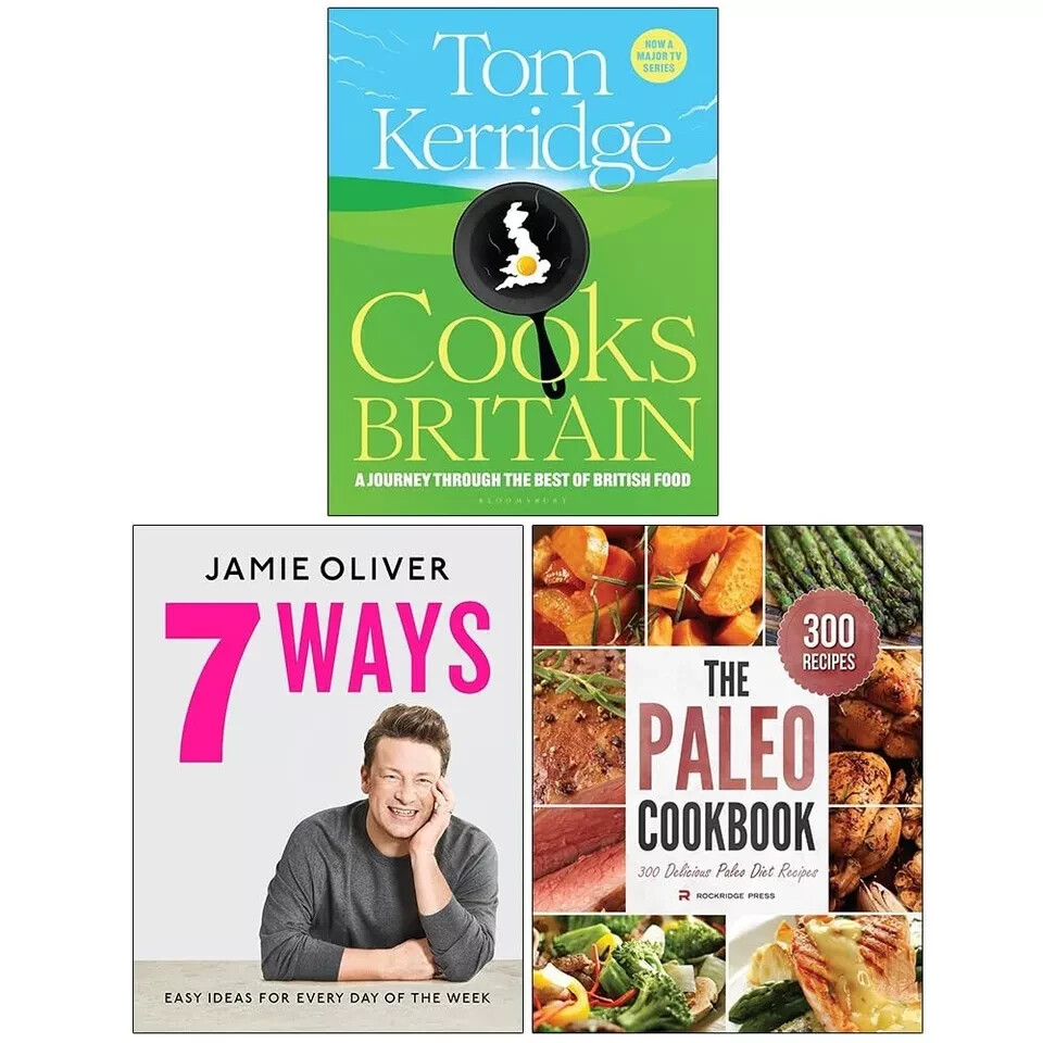 Tom Kerridge Cooks Britain, 7 Ways ,The Paleo Cookbook 3 Books Collection Set