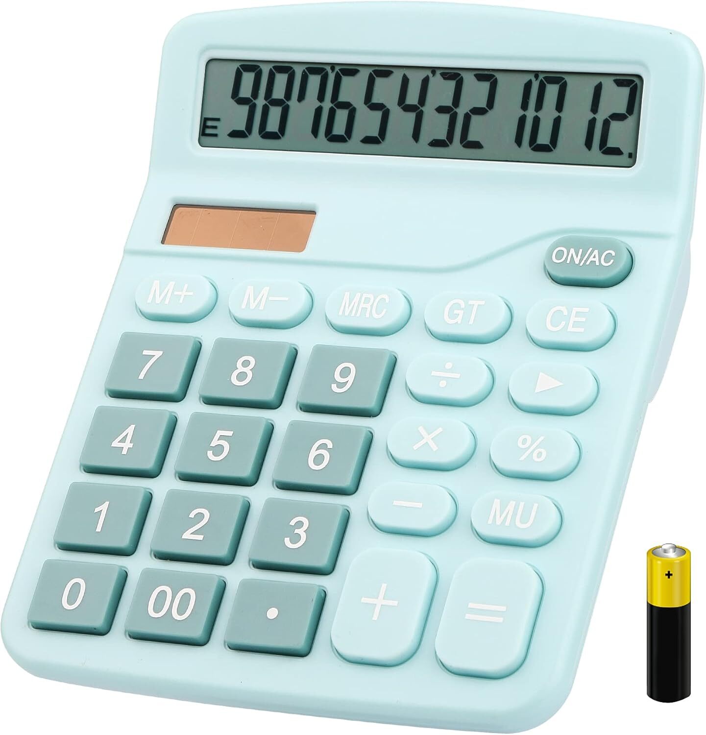 Desk Calculator,  Compact 12-Digit Solar Battery Office Electronic Calculator...-image