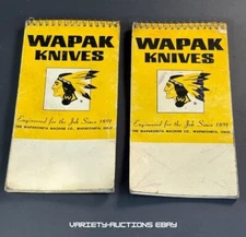 2× Vintage Wapak Knives Notepads 5.5"x3" – Wapakoneta OH – Indian Logo Promo