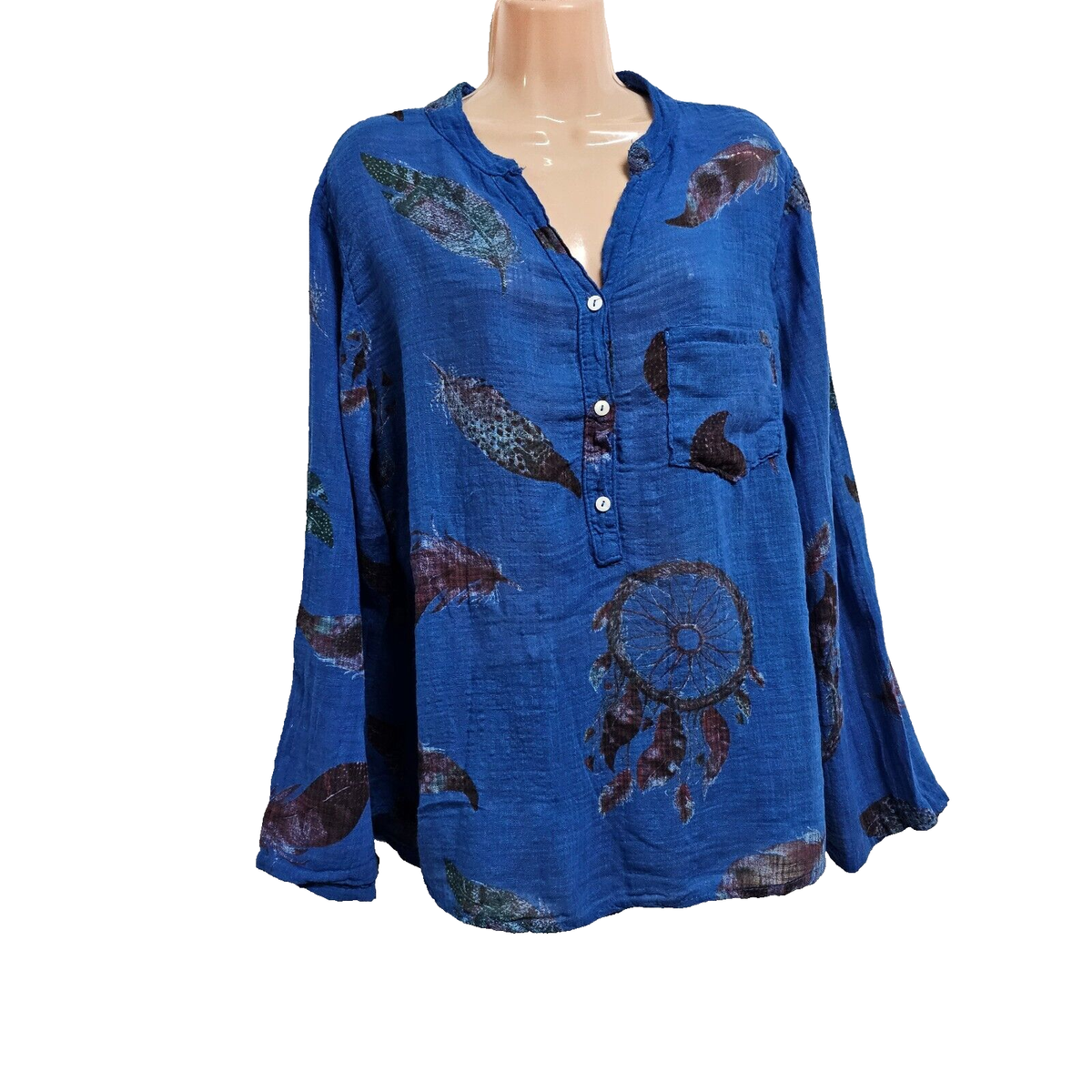 Park Moda Made in Italy Boho Hi-lo Top Blouse Shirt Women One Size