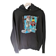 Looney Tunes Space Jam Black Sweatshirt Bugs Bunny Daffy Duck Hoodie Size Large