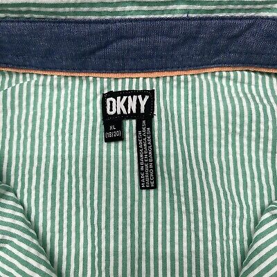 DKNY Green / White Striped Long Sleeve Button Up Woven Shirt DKNY Green / White Striped Long Sleeve Button Up Woven Shirt