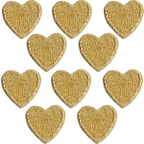 Iron On Tiny Heart Patches (10-Pack) Red, Black, & Gold Heart Patch Applique - Picture 8 of 11