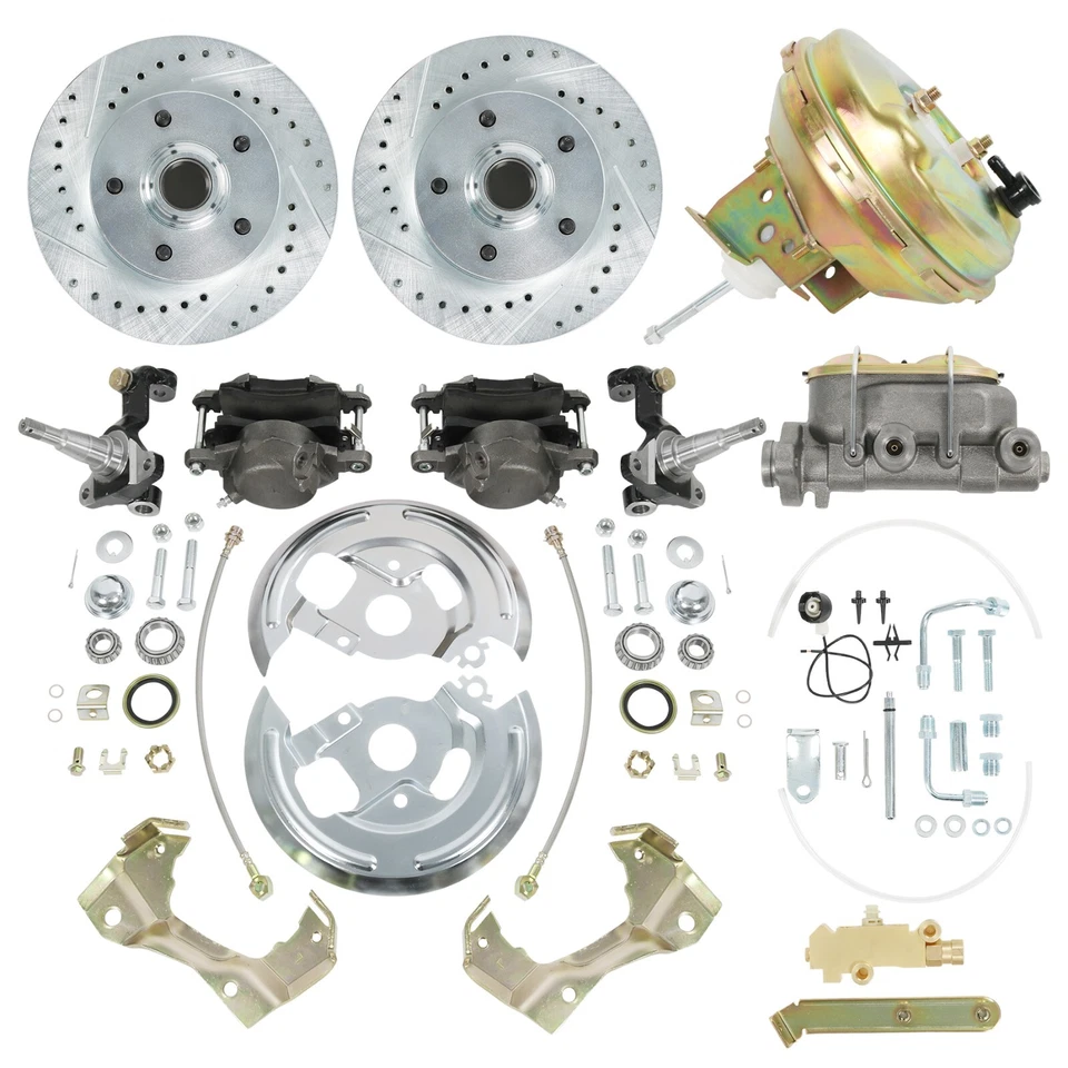 Disc Brake Conversion Kit 9" Booster Drilled Rotors For 1964-1972 GM A,F, X Body - Image 2 of 4