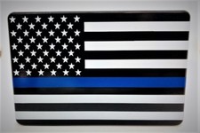 BLUE LINE AMERICAN FLAG, Trailer Hitch Cover, 3x5, UV, Made In USA