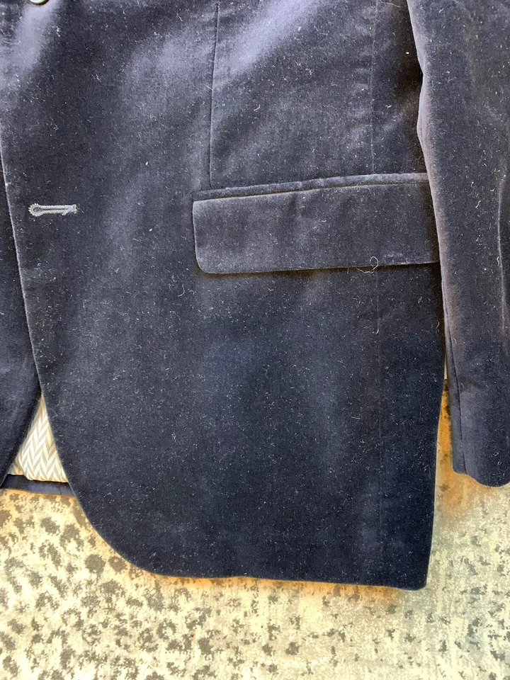 Abrigo Deportivo Alfani Para Hombre Calce Ajustado Azul Marino Algodón Terciopelo 40L 2 Botones Doble Ventilación Foto 3 de 4