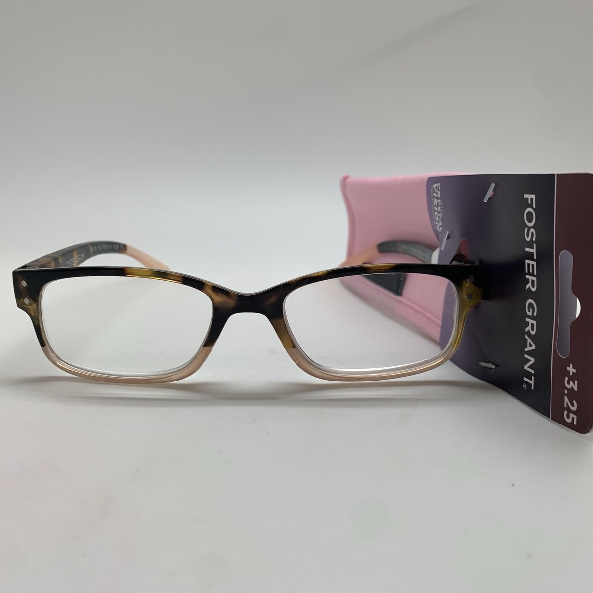 Foster Grant Monroe + 3.25 pink Women's Reading Glasses CRYSTAL