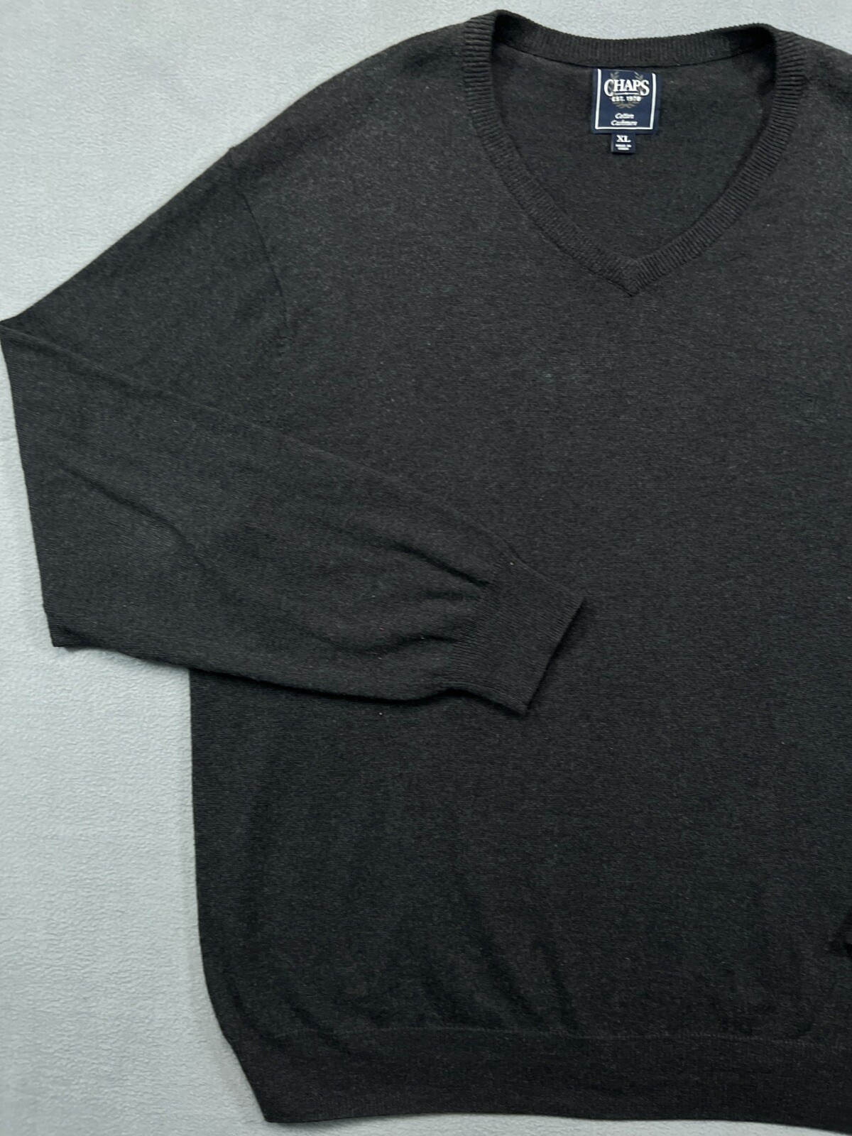 Chaps Sweater Adult XL Gray V Neck 