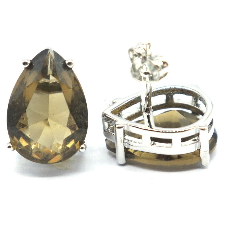 Buy 1 Get 1 Free Pretty 3.6g Smokey Topaz For Sister Present SILVER Earrings