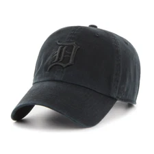 Detroit Tigers 47 Brand Black on Black Clean Up Adjustable Buckle Cap Hat MLB