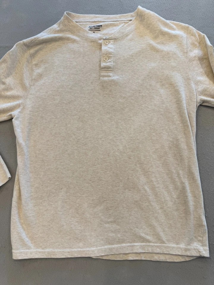 Architect 衬衫男式特大号燕麦片亨利打底日常 T 恤 — 第 3/4 张图片