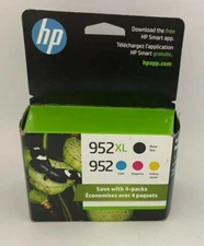 HP 952XL Black & 952 Color Ink Combo  Pack of 4 ink cartridges Exp 10/2026+