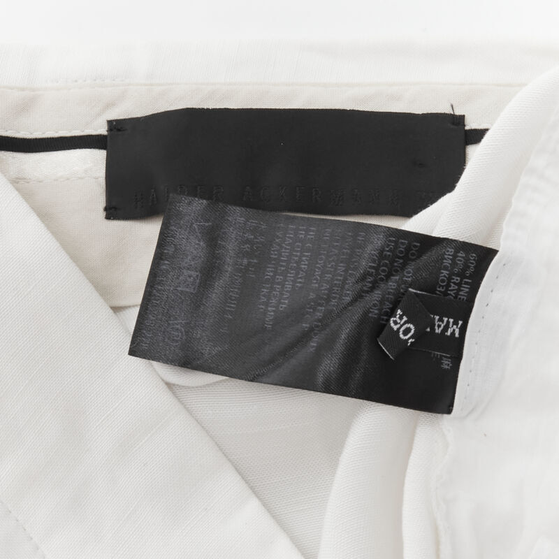 HAIDER ACKERMANN white grosgrain linen drop crotch cropped HAIDER ACKERMANN white grosgrain linen drop crotch cropped