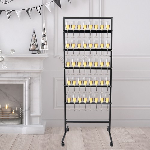 5-Tier Champagne Wine Glass Rack With Swivel Casters For Elegant Display - 第 21/21 張圖片