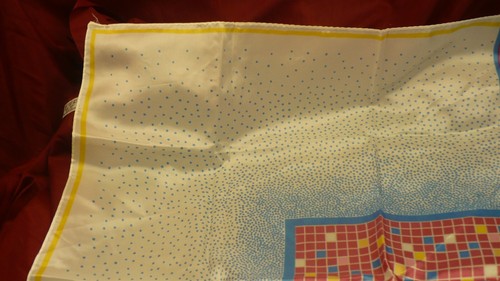 Japan 26" square polka dot scarf squares geometric acetate kerchief S280 - Picture 3 of 4