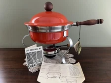 MCM Chafing Dish w/ Stand & Sterno | Orange Metal | Made in USA by ETCO Industry