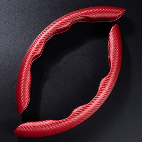 2x Red Carbon Fiber Look Steering Wheel Cover Car Steer Wheel Protector Booster - Picture 2 of 13
