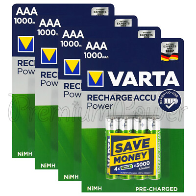 16 x Varta AAA 1000mAh batteries Rechargeable Ni-MH 1.2V HR03 Micro Accu Power