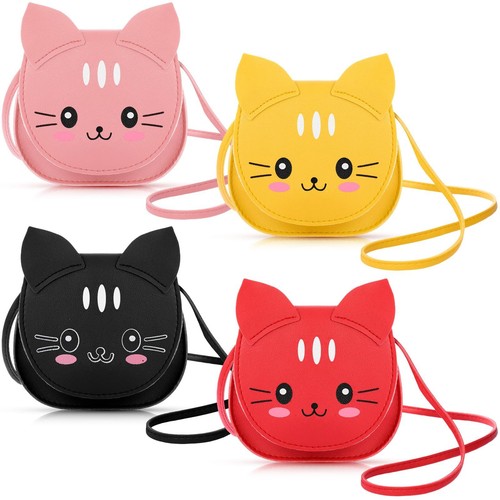 4 Pieces Little Girls Purse Cute Cat Toddler Crossbody Purse Mini Kids Purse ...