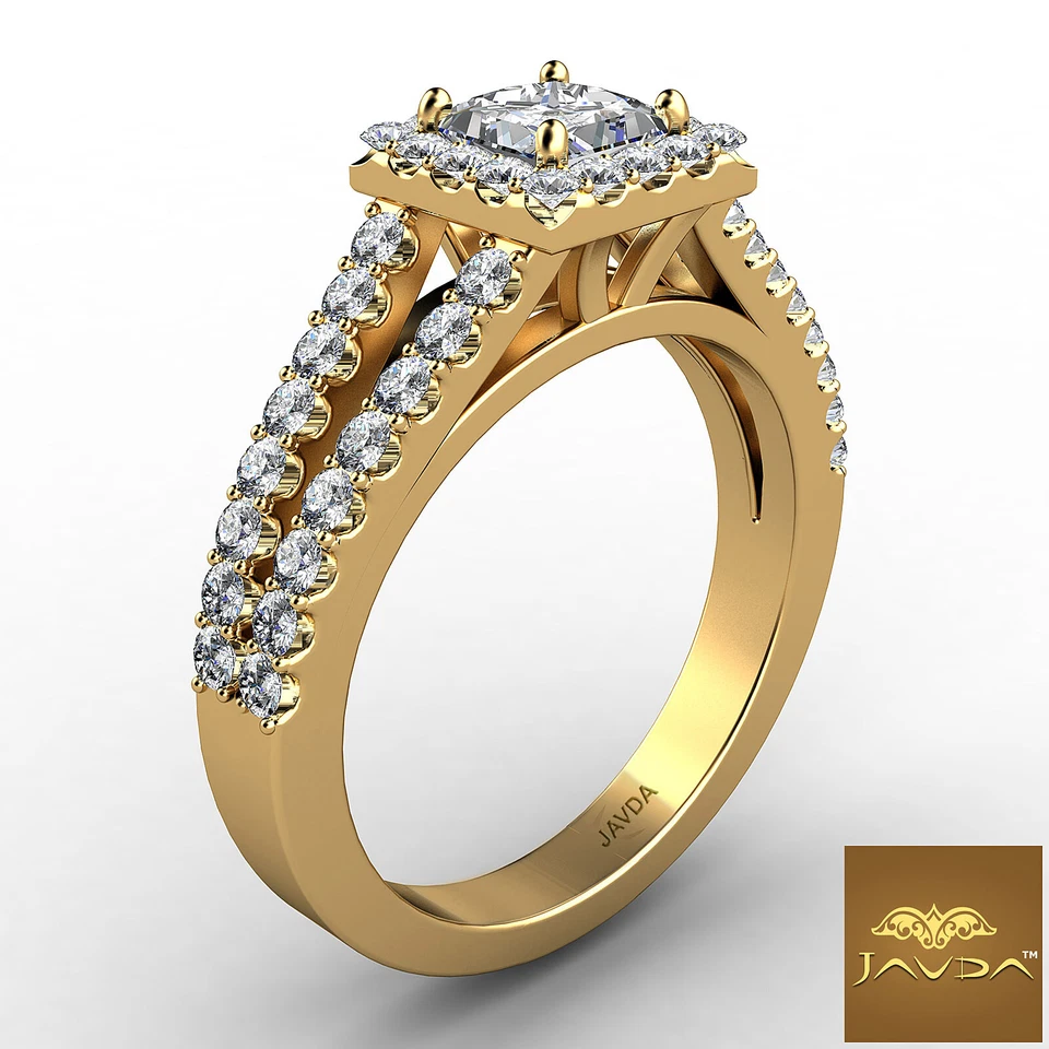 Halo Split Shank Princess Diamond Engagement U Cut Prong Ring GIA D SI1 1.25 Ct - Image 3 of 4