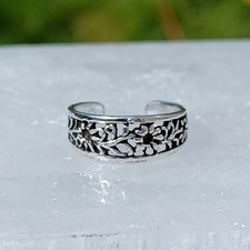 Sterling Silver Adjustable Filigree Flowers Toe Ring
