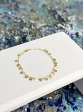 14k Solid Gold Anklet 1mm Paper Clip Link, Adjustable 9 to 9.5 inches, Yellow