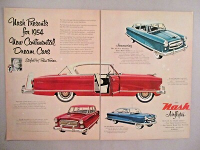 Nash Airflyte Double-Page PRINT AD - 1953 ~~ Pinin Farina, Rambler, Ambassador