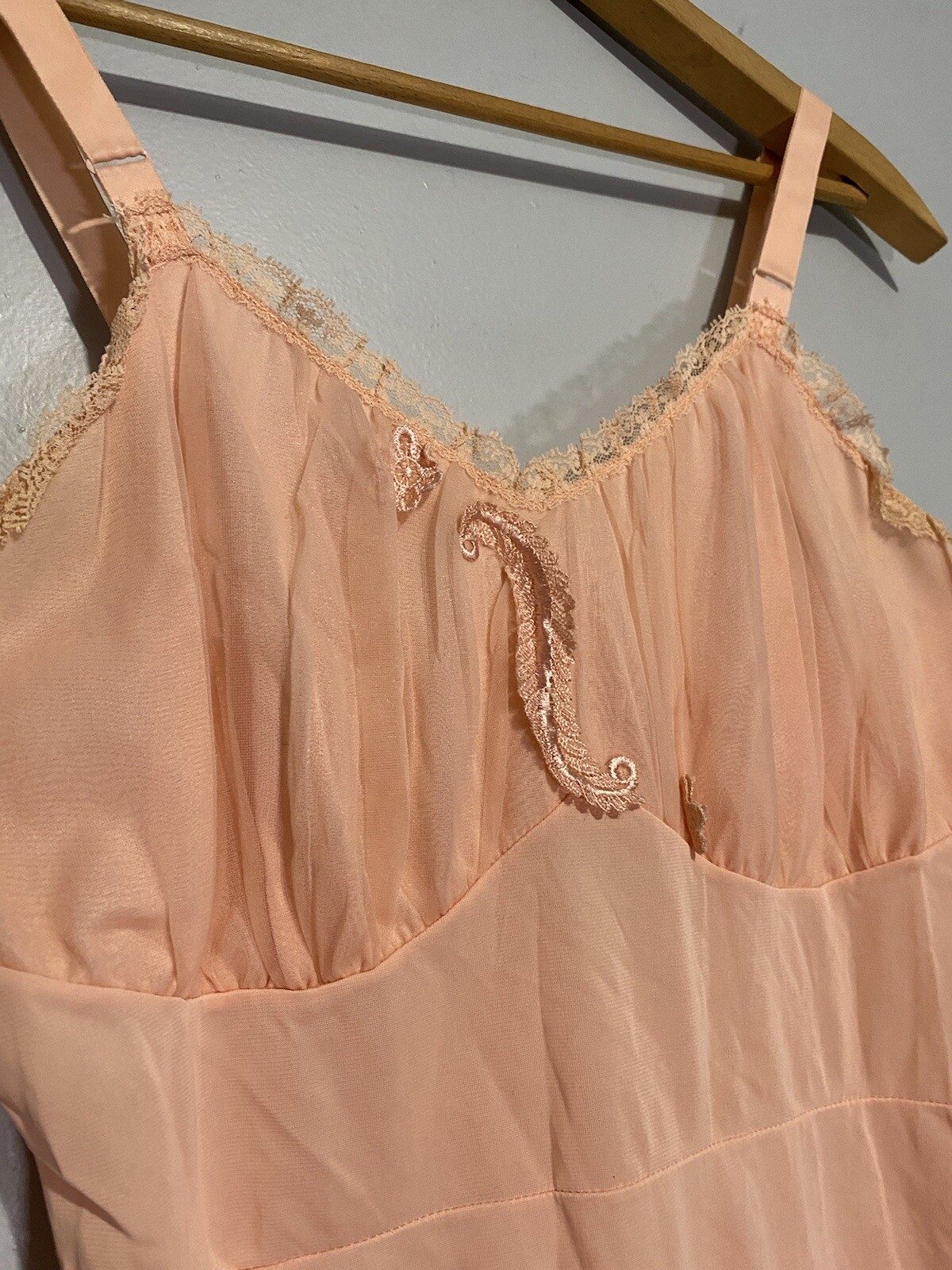 Vintage 50s Carol Brent Slip Dress Chiffon Lace Floral Small Fairy Wicked Glinda