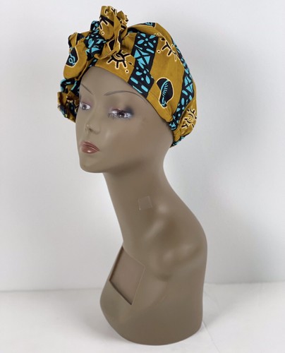 Afrikanischer Druck Ankara mehrfarbig Baumwolle Handarbeit Headwrap vorgebunden Turban - Bild 4 von 6