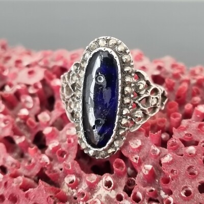 Antiker Ring XVIIIè en Or Argent et Email 18thC French Ring Gold Silver Enamel