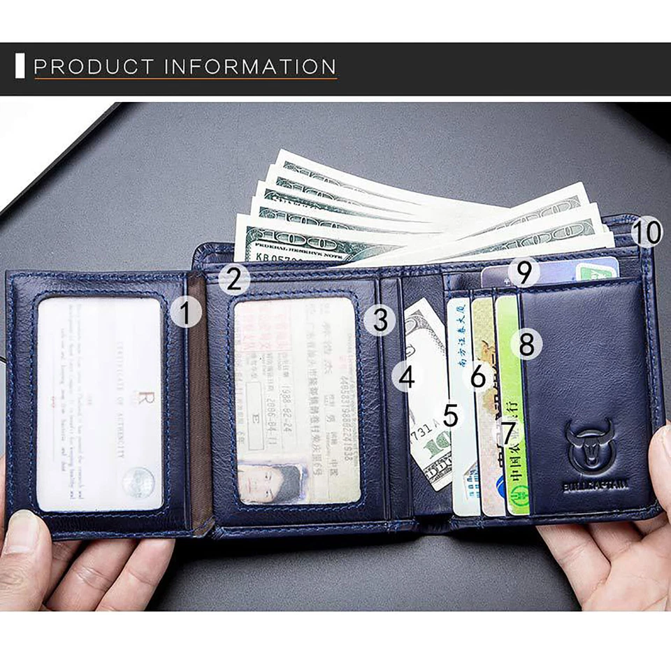 Vintage cowhide multifunctional men's wallet RFID with ID card slot card case - Image 2 of 4