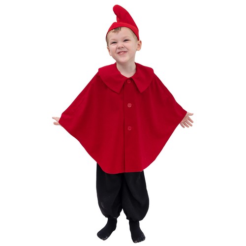 Rotkäppchen Cape Kostüm Kinder Weihnachtswichtel Zwergen-Umhang Rot 140-152cm