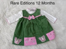 Vintage Rare Editions Green Butterfly Dress w/ Long Sleeve Top 12 Months