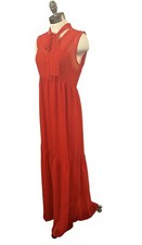 JUICY COUTURE Black Label Size 4 Orange Chiffon Flowy Sleeveless Bow Maxi Dress