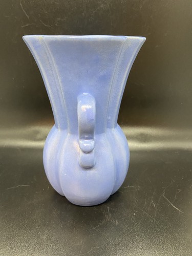 Vintage MCM Haeger Pottery Double Handle Urn Trophy Vase beautiful BLUE 5” - Picture 2 of 6