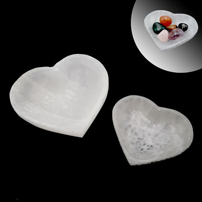 Natural Selenite Heart Shape Crystal Charging Bowl Dish 4''4.35'' & 5'' Inches