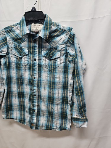 Cody James Western Shirt Youth Sz XL Pearl Snap Plaid Cotton Long Sleeve - Picture 4 of 11